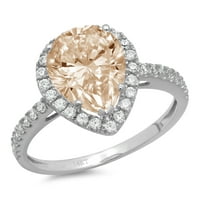 2. CT sjajan krug Clear Simulirani dijamant 18k bijeli zlatni halo pasijans sa Accenting prstenom SZ