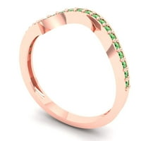 0. CT Sjajan okrugli rez simulirani zeleni dijamant 14k ružičasto zlato Spacable Band SZ 7.75