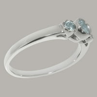 Britanci napravio 18k bijeli zlatni akvamarinski prsten Ženski rubni prsten - Opcije veličine - veličina