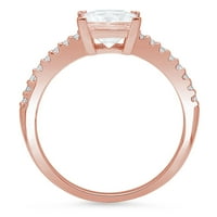 1. CT princeza Clear Simulirani dijamant 18k ružičasti ružičasti zlato ugraviranje Izjava bridalne godišnjice