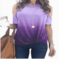 Ženska hladno ramena kratki rukav ležerni tunic na vrhu majica od labave bluze cvjetni ležerni posadni