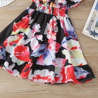 Vedolay Maxi suknja Djevojčica set kontrast čipke CAMI vrh sa cvjetnim ispisnim suknjama, crna 3- godine