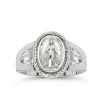 Sterling srebrni čudesan medalni prsten sa dva kristalno kubična cirkoniana veličine 7