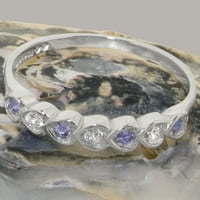 Britanci napravio je 9k bijeli zlatni prsten s prirodnim dijamantskim i tanzanite ženskim vječnim prstenom