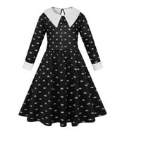 Srijeda Addams Cosplay kostim žene Crna haljina odijelo karneval tiskano odijelo