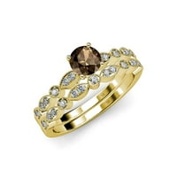 Smokljivi kvarc i dijamantski brža zaručnički prsten i vjenčani set 1. CT TW 14K žuto zlato .Size 8.5