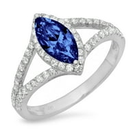 1.2ct Marquise rez plavi simulirani tanzanite 14k bijeli zlatni godišnjica Angažova za halo prsten veličine