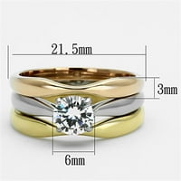 Ženski prstenovi Tri tone IP Gold & IP Rose Gold & Visoko polirani) 316L prsten od nehrđajućeg čelika