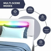 SIXOY KRALJSKI KREVET Krevet sa ladicama za pohranu, RGB LED kralj krevet s uzglavljem, platforma Kreveni
