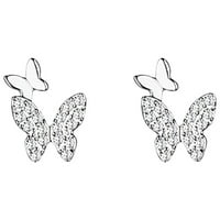 Heiheiup tiskani kvalitet leptir krila naušnice naušnice leptir nakit s srebrnim srebrnim leptirnim
