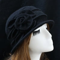 Wozhidaose HATS ženske ženske ženske elegantne vunene cvjetne šešire zimske vintage Cloche kapka za