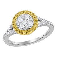 18k bijeli zlatni okrugli žuti dijamantski prsten klastera CTTW