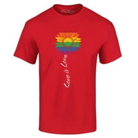 Trgovina4EVER Muška ljubav je Love Rainbow cvijet gay lgbtq grafička majica s prideom Mala crvena