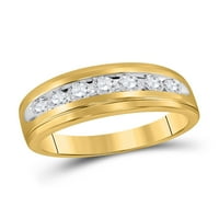 10KT Žuta zlatna mens okrugla Diamond Wedding Channel-set-prsten CTTW