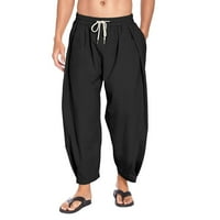 Symoide Muške casual pantalone - ljetna modna marka elastične čvrste labave pantalone crne m