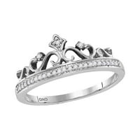 10k bijelo zlato okruglo Diamond Crown BAND prsten CTTW