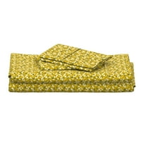 pamučni listovi, dvokrevetni set - jesen žuto daisy ditsy jesen cvjetni senkt tiska posteljinu