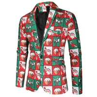 Božićni crveni muški modni casual tiskanog jakne od tiskane