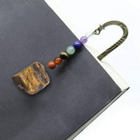 Retro Metal Bookmark, Star Sun and Moon Bookmark, Sedam čakriličnih kamenih perlica i prirodnog kamena