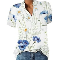 HHEI_K Bluze za žene Dressy Ležerne prilike za ženska majica kratkih rukava do vrha ljetne cvjetne ženske