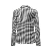 Jakne za žene casual zimske blazer crno bijeli modni rever džepni gumb dugih rukava gornji gornji kaput
