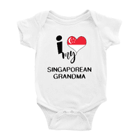 Srce Moja Singapurska baka Singapur ljubav zastava za bebe jednodijelni
