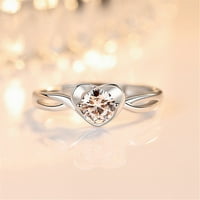 DEngmore prsten ženski čist kupronickel love heart kristalni prsten odmorišta suštinski poklon