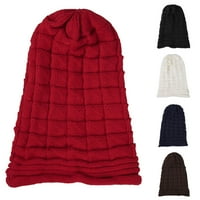 Wirlsweal Pleted Hat Pleased Slouchy vrećastom pune boje rastezljivo hladno otporno na vunenu pređu