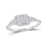 14kt bijelo zlato Žene Baguette Diamond Modni klaster prsten CTTW