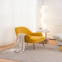 Moderna akcentna stolica, tapacirana stolica za dnevnu sobu sa zlatnim metalnim nogama, udobna ležaljka