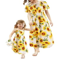 Blotona Momy i Me Cvjetna haljina Porodica Porodica Mama Kid Djevojke Suncokret Ispiši labavu ljetnu