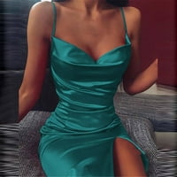Ženska modna klasična čvrsta boja Halter Letchess Split Sexy haljina