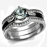 Ženski polirani prsten od nehrđajućeg čelika sa vrhunskim kristalom na vrhu - veličine 5