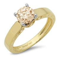 1. CT sjajan okrugli rez Clear Simulirani dijamant 18k žuti bijeli zlatni pasijans prsten sz 5.75