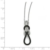 Bijela srebrna ogrlica sa privjeskom kubičnom cirkonijom CZ čisto crno u