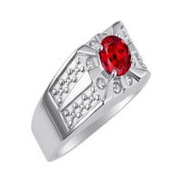 * Rylos Classic Starburst dizajn sa okruglim crvenim rubinim i dijamantnim prstenom - srpnja rođenje