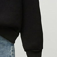 Padne bluze za žene dugih rukava O-izrez za ispis, crna xxl