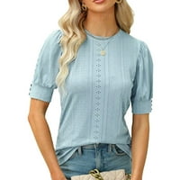 Ženska lisnata kratka rukava Crewneck majica Summer izdubljena izdubljena za bluza u nastavku