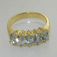 Britanci napravio 14k žuto zlato prirodne akvamarinske ženske prstene - veličine opcije - veličina 9,25