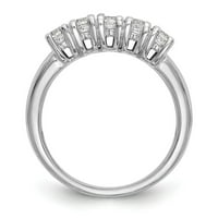 Čvrsta 14K bijelo zlato pet kamena dijamantski vjenčani prsten sa CZ CZ CUBIC cirkonijom veličine 8.5