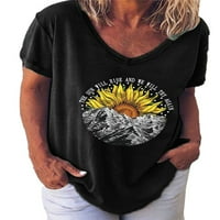 Ženska planinska suncokret za ispis majica kratkih rukava Ležerne prilike labave bluze Plus size
