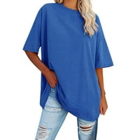 Ženske plus veličine T majice prevelike tenske ljetne kratkih rukava, plava, plava, xxxxl