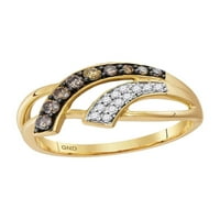 Jewels 10kt Žuto zlato Žene okrugli smeđi dijamantski band prsten CTTW