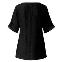 Auroural Womens T košulje modne žene casual s kratkim rukavima V-izrez pamuk solidne nepravilne vrhove