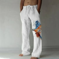 Posteljine hlače, muške plus veličine pamučne pantalone nacrtač joga pantalone ravne noge labave leptir
