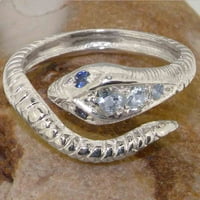 Britanci napravio 9k bijeli zlatni prirodni akvamarinski i safir ženski prsten - Veličine opcije - Veličina