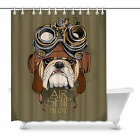 Hipster Bulldog u Steampunk kacigu Retro životinjski stil Početna Dekor Vodootporni poliesterski tkanini
