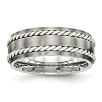 Nehrđajući čelik četkani srebrnim dvostrukim zaokretnim prstenom - veličine 12