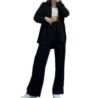 Wiueurtly pantalone odijela za žene Ženska košulja s dugim rukavima s dugim rukavima Široke nogave hlače