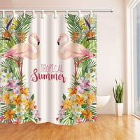 Ljetno cvjetno dekor flamingo ptica u tropskom cvijeću i dlanu ostavlja zelenu poliestersku tkaninu kupatilo za zavjese za tuš